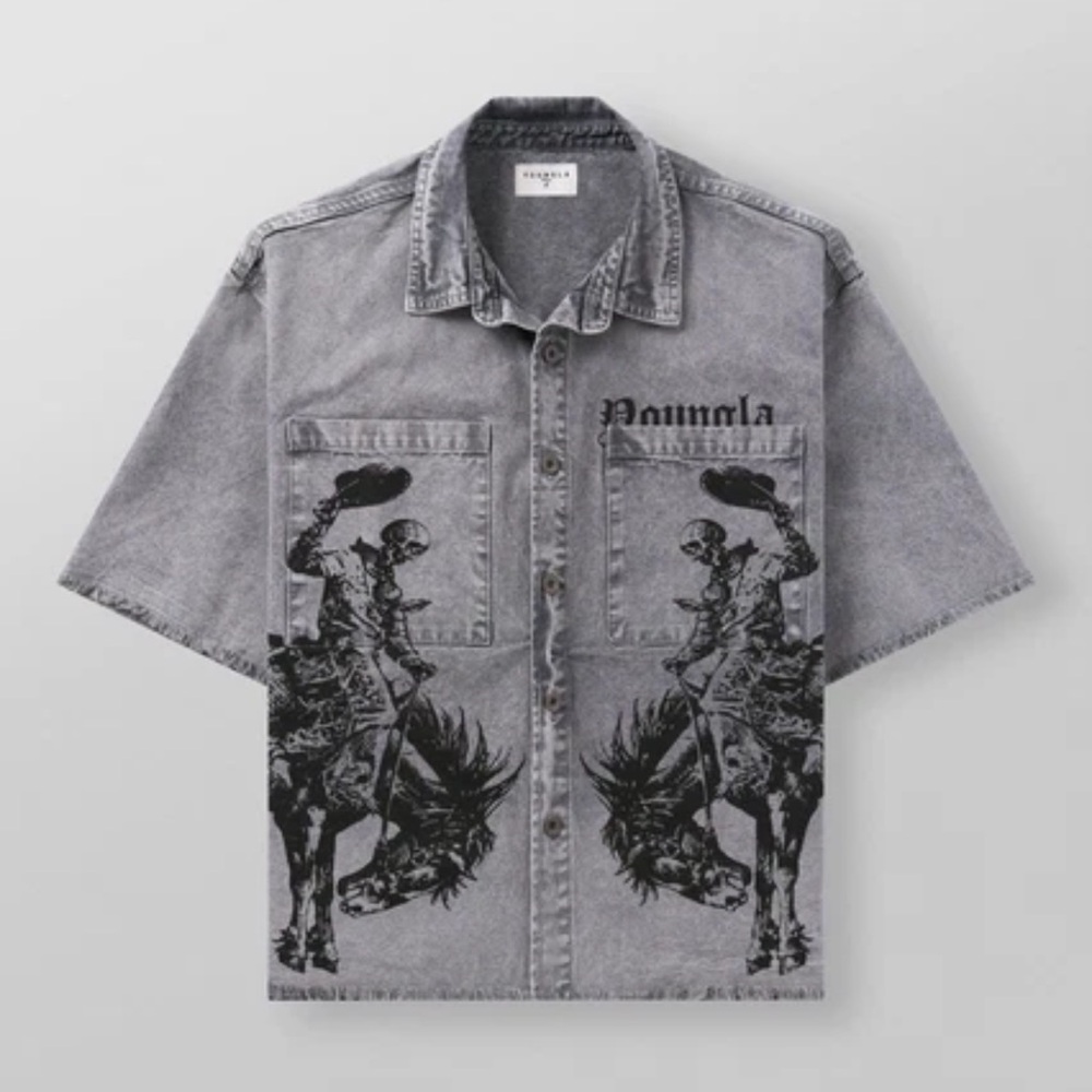 YoungLA Charcoal Button-Up Shirt